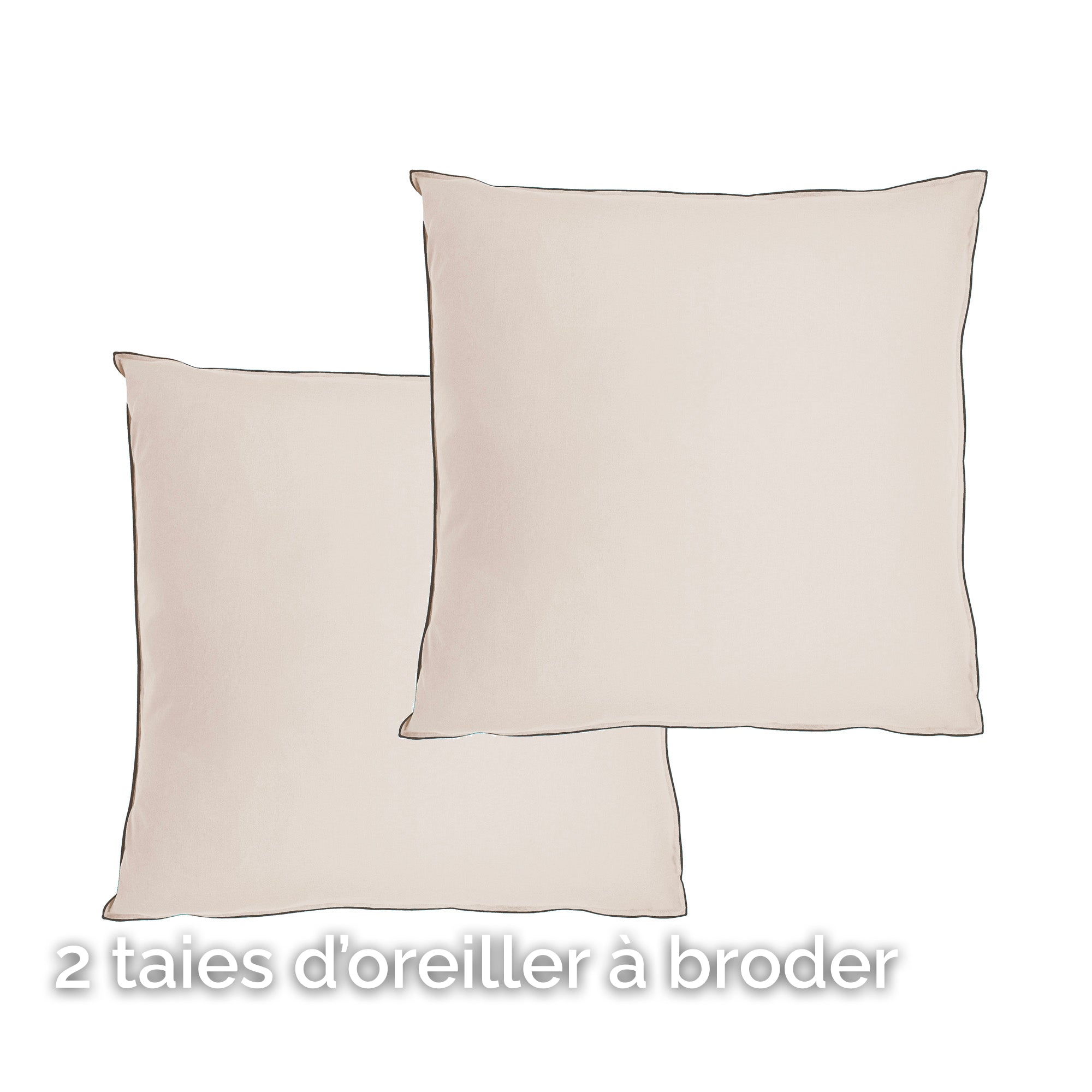 2 taies d'oreiller Rêve Satiné brodées