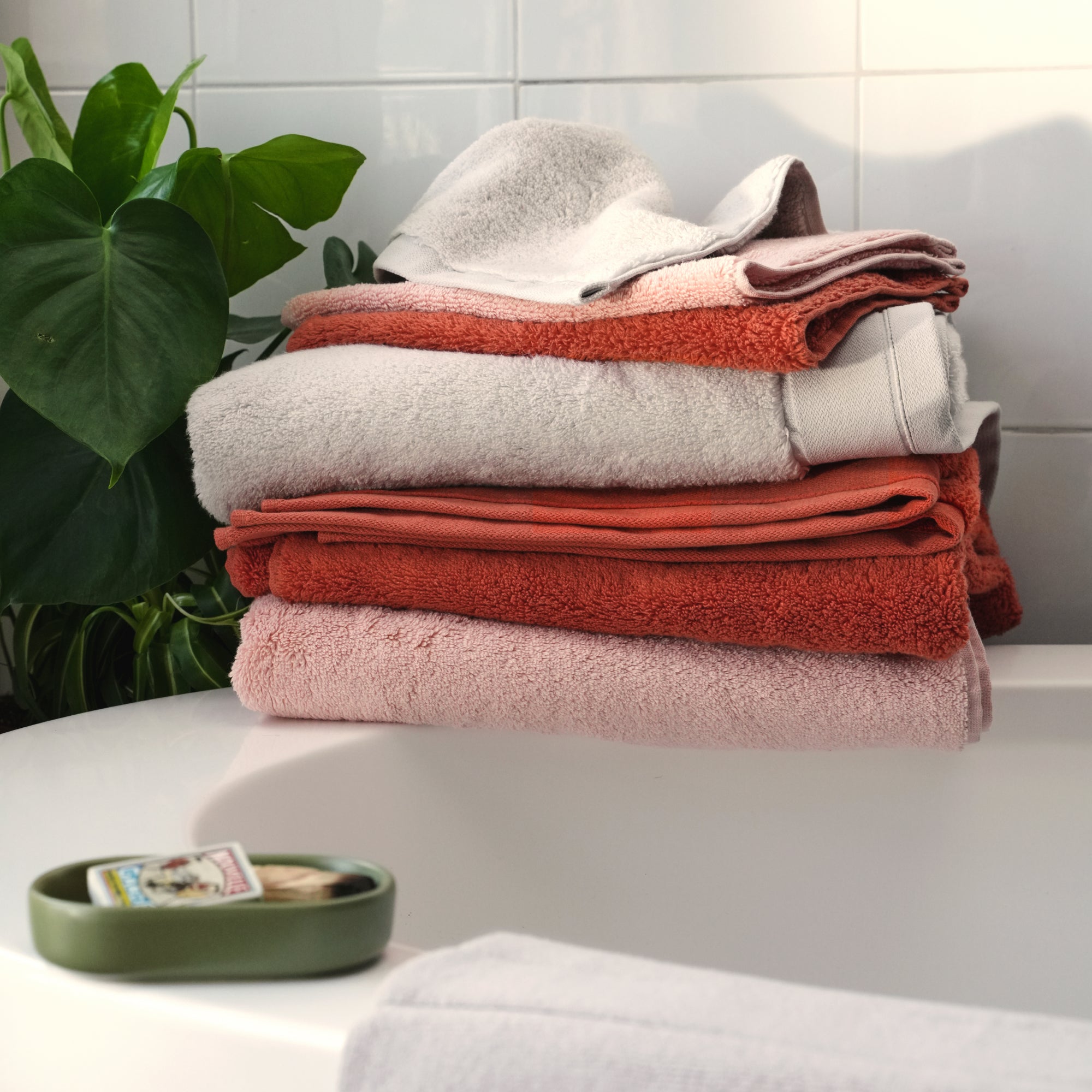 Serviette de bain Coton Douceur Nature Blanc Cerise